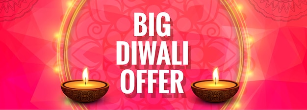 Grande diwali oferta colorida banner design ilustração