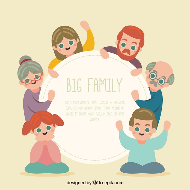 Grande família feliz com design plano