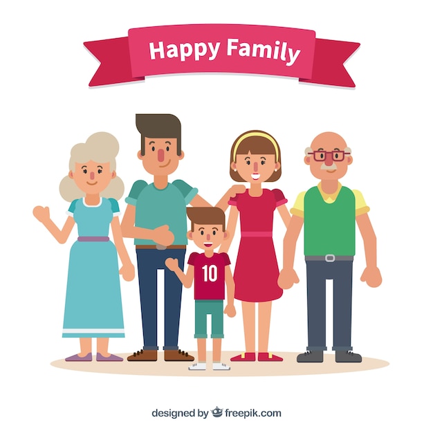 Grande família feliz com design plano