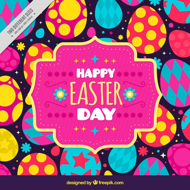 Grande fundo de easter com ovos coloridos