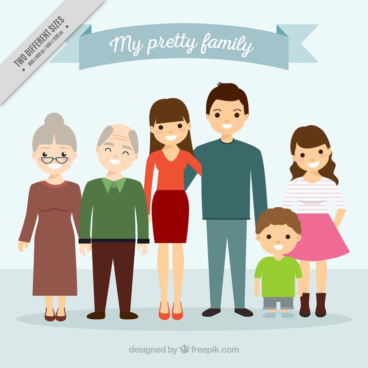 Vetor grátis grande fundo família unida