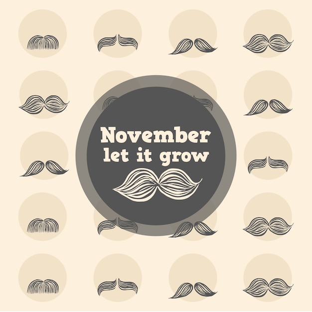 Vetor grátis grande fundo movember de bigodes com desenhos diferentes