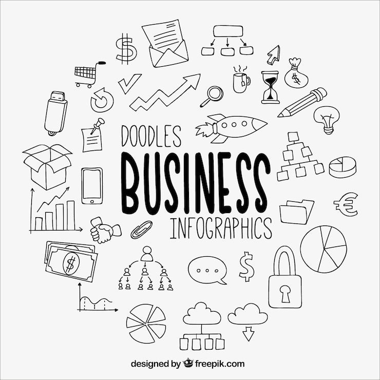 Vetor grátis grande infográfico negócios com desenhos