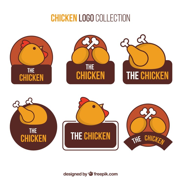 Vetor grátis grande seleção de logotipos de frango desenhados à mão