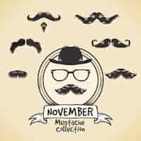 Vetor grátis grandes bigodes prontas para movember