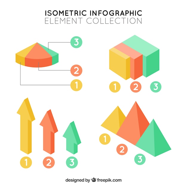 Grandes elementos infográfico no projeto isométrica