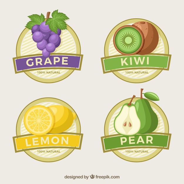 Grandes etiquetas redondas do suco de fruta