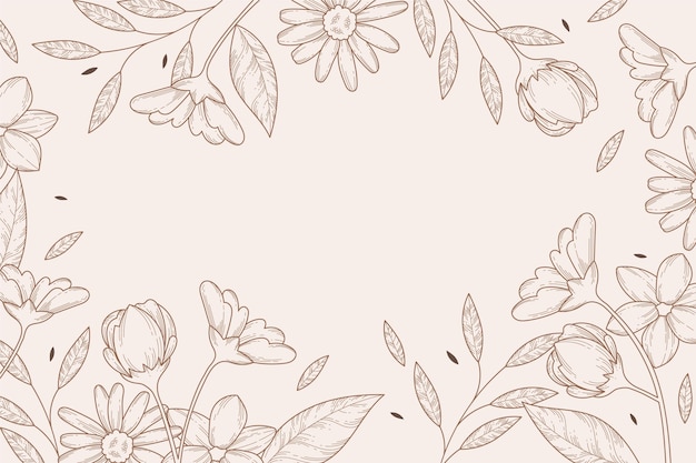 Gravura de fundo floral desenhado à mão