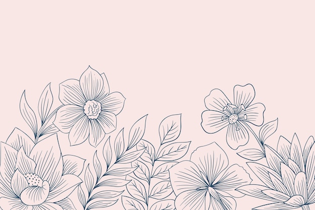 Gravura de fundo floral desenhado à mão