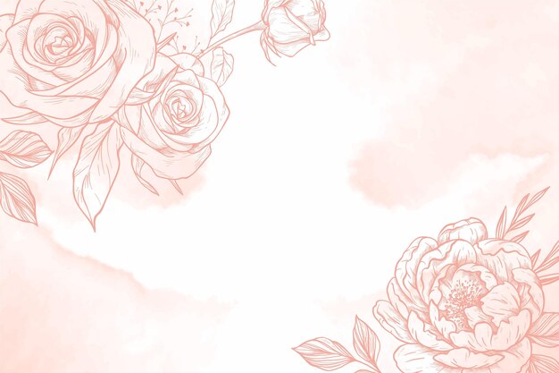 Gravura de fundo floral desenhado à mão