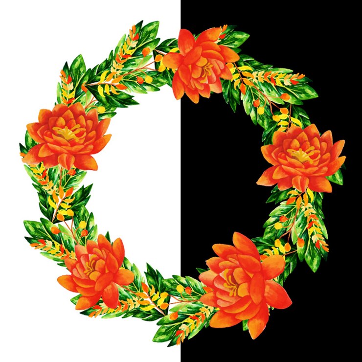 Vetor grátis grinalda floral de aquarela