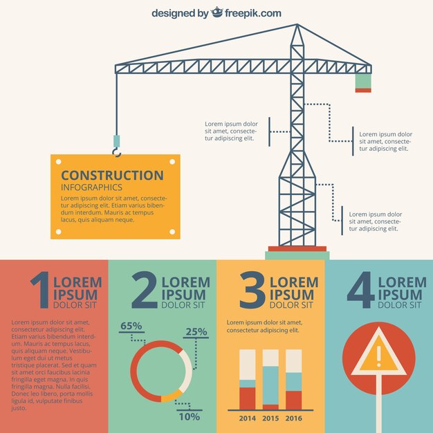 Grua desenhada de edifício infografia