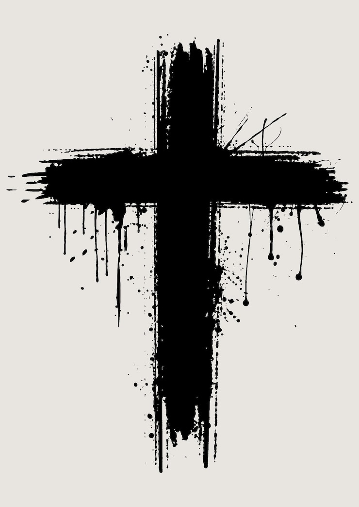 Vetor grátis grunge fundo de desenho de cruz religiosa pintado à mão