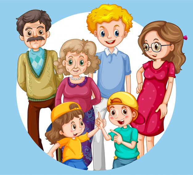 Grupo de caracteres de membros da família