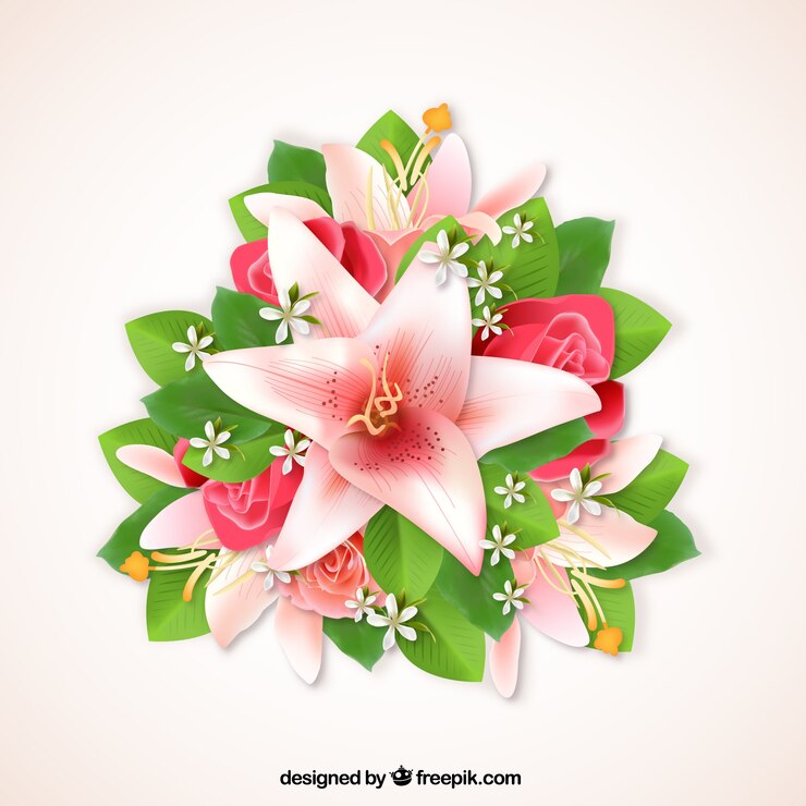 Vetor grátis grupo de flores rosa