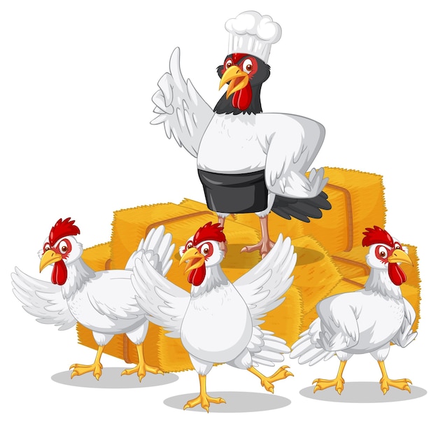 Vetor grátis grupo de galinhas em estilo cartoon