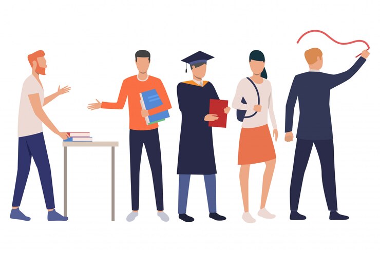 Vetor grátis grupo de jovens estudantes masculinos e femininos com livros didáticos