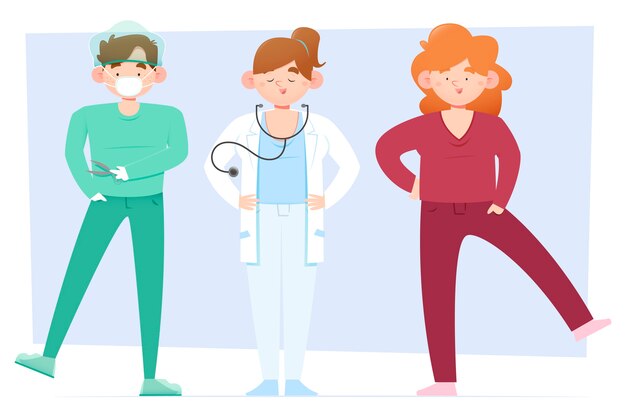 Grupo de médicos profissionais ilustrados