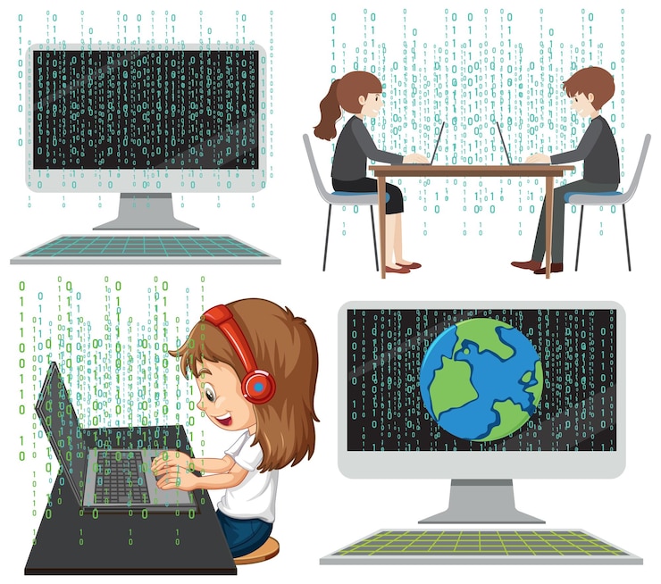 Vetor grátis grupo de misturar o código de computador