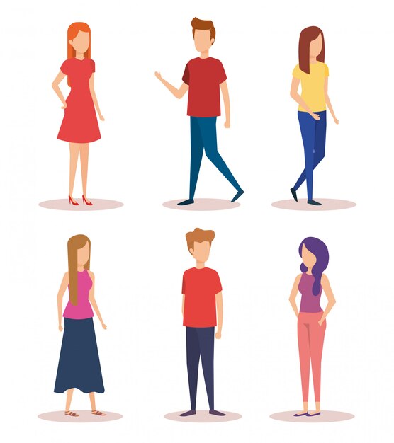 Grupo de personagens de jovens