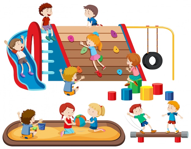 Grupo de pessoas as crianças no playground
