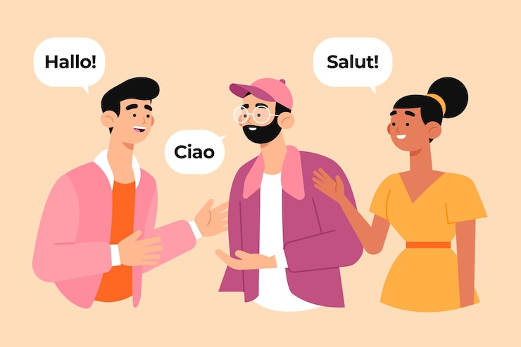 Vetor grátis grupo de pessoas socializando em vários idiomas