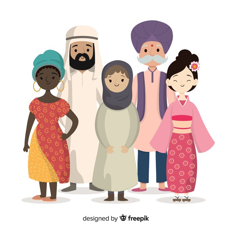 Vetor grátis grupo multirracial de design plano de pessoas