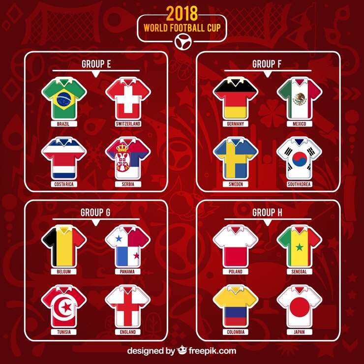 Vetor grátis grupos de copa de futebol em estilo simples