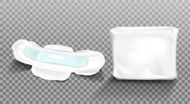 Guardanapo sanitário e pacote de plástico em branco clip-art