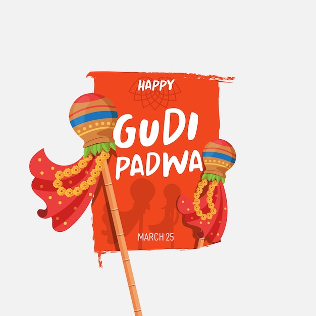 Vetor grátis gudi padwa em design plano