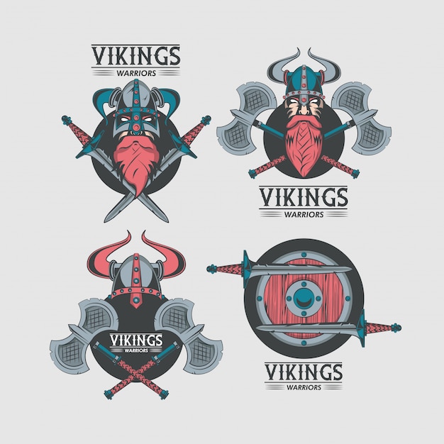 Vetor grátis guerreiros vikings impresso tshirt s