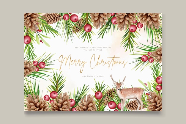 Guirlanda de Natal em aquarela elegante com flores vermelhas e enfeites