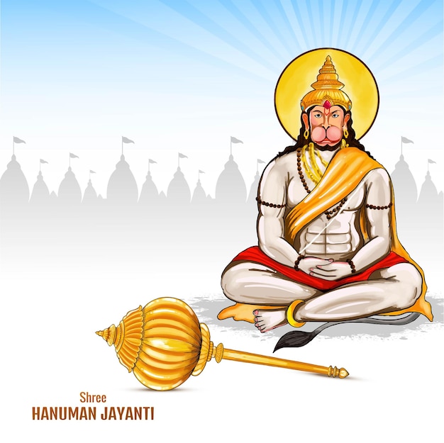 Vetor grátis haapy hanuman jayanti no fundo da ilustração da celebração do senhor hanuman