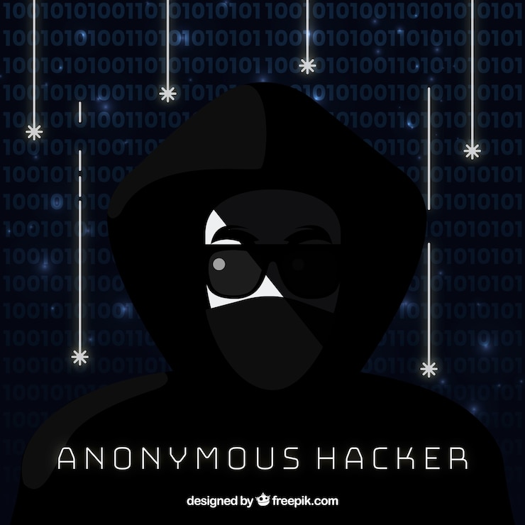 Vetor grátis hacker anônimo com design plano