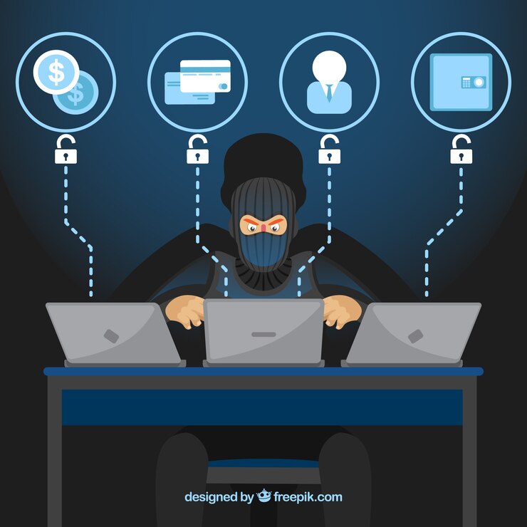 Vetor grátis hacker anônimo com design plano