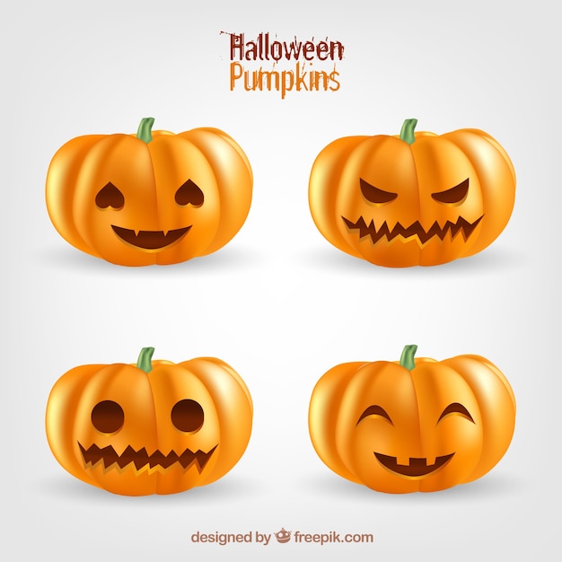 Halloween conjunto abóboras vetor