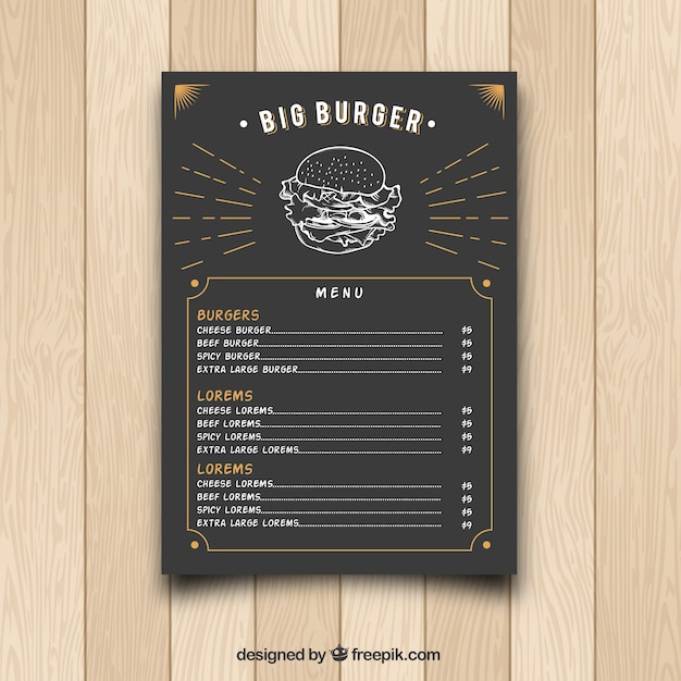 Vetor grátis hamburger menu vintage