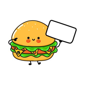 Hambúrguer engraçado fofo com pôster