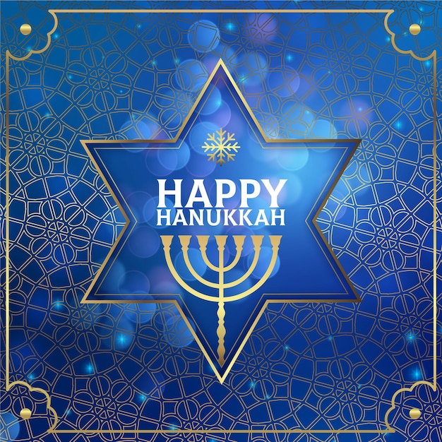 Hanukkah azul e dourado