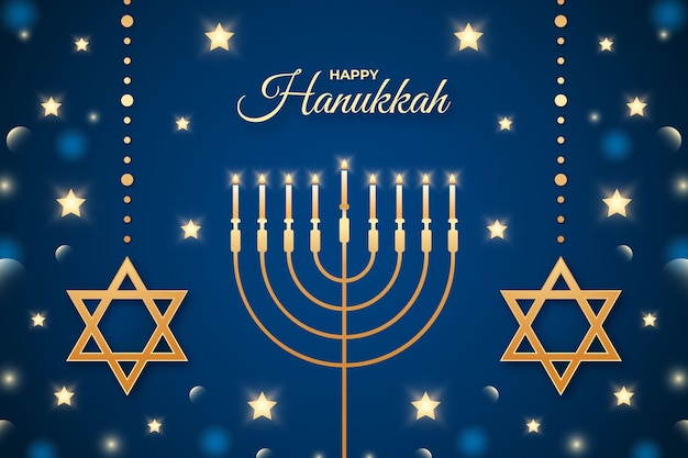 Vetor grátis hanukkah azul e dourado