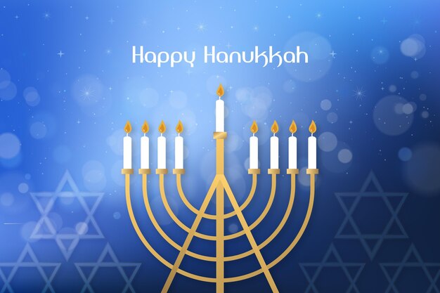 Vetor grátis hanukkah azul e dourado