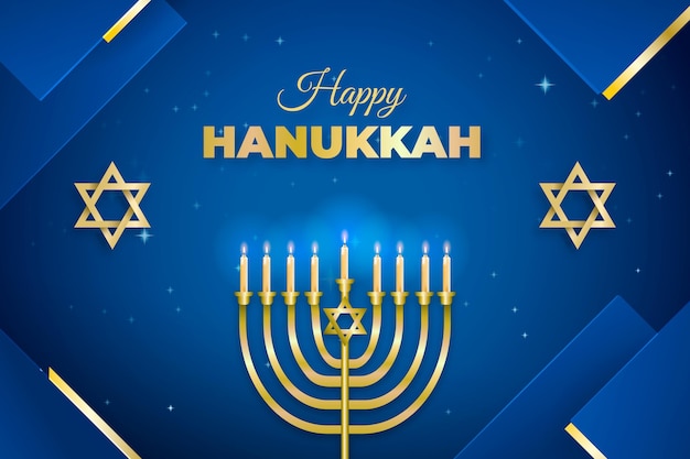 Vetor grátis hanukkah azul e dourado