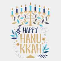 Vetor grátis hanukkah desenhado à mão com velas