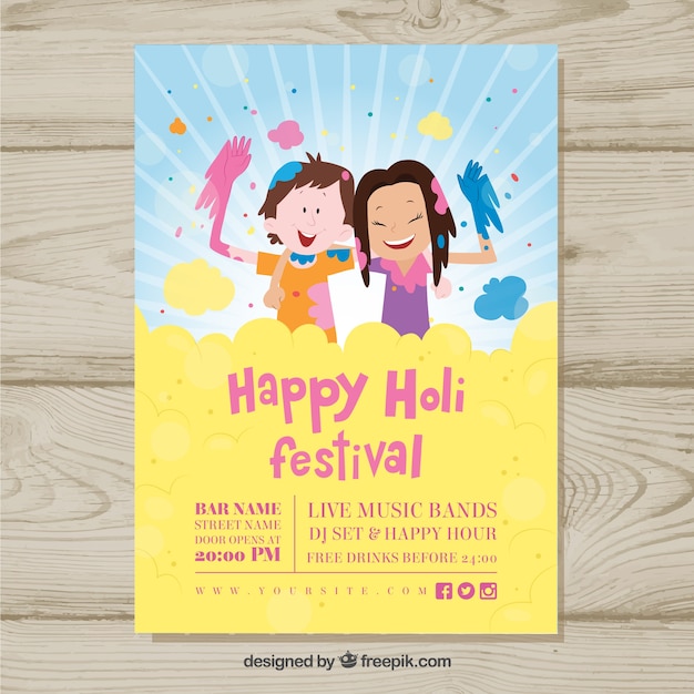 Vetor grátis happy holi festival poster