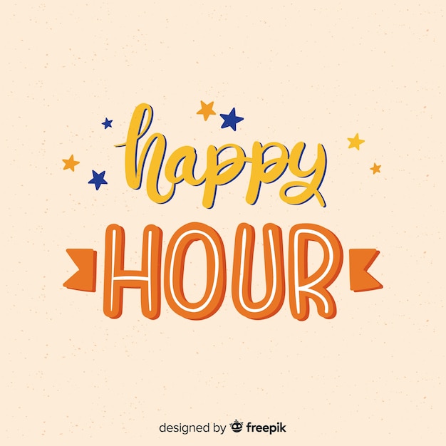 Happy-hour letras com pequenas estrelas