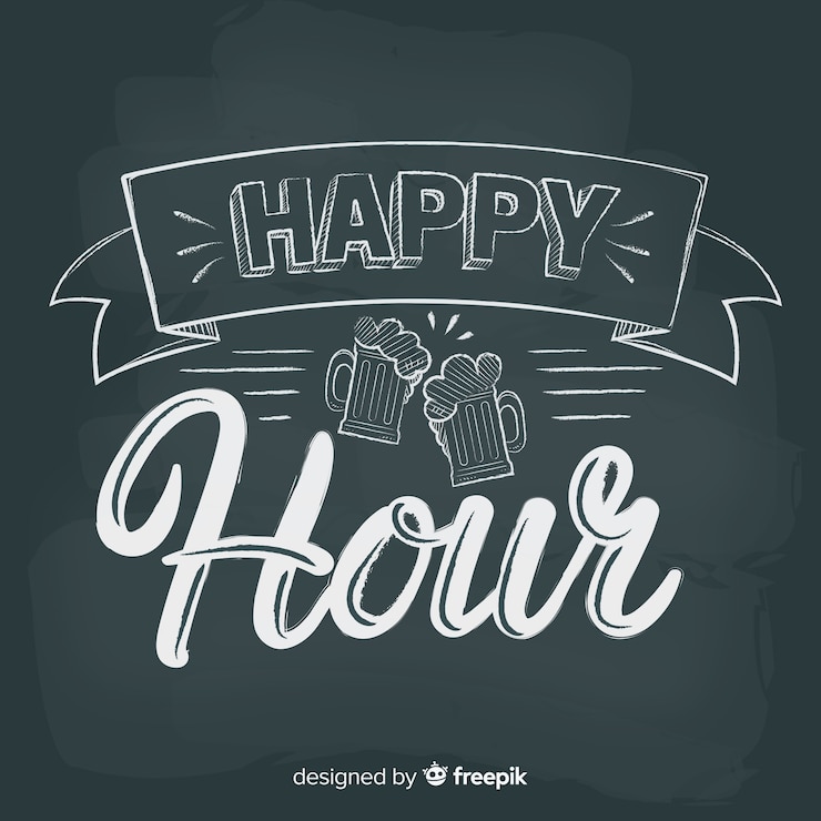 Vetor grátis happy-hour letras na lousa