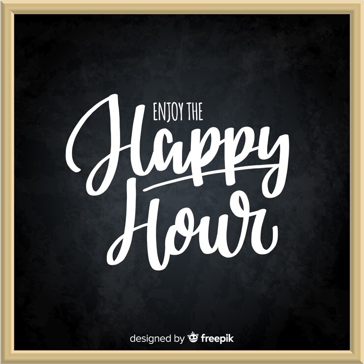 Vetor grátis happy-hour letras na lousa