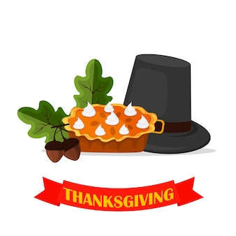 Happy thanksgiving celebration design cartoon outono saudação estação de colheita feriado bandeira ilustração vetorial. jantar de comida tradicional sazonal graças dando cartaz.