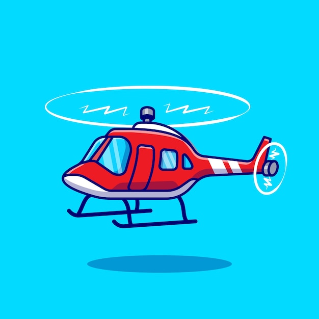 Vetor grátis helicóptero dos desenhos animados do vetor ícone ilustração transporte aéreo ícone conceito isolado vetor. estilo flat cartoon