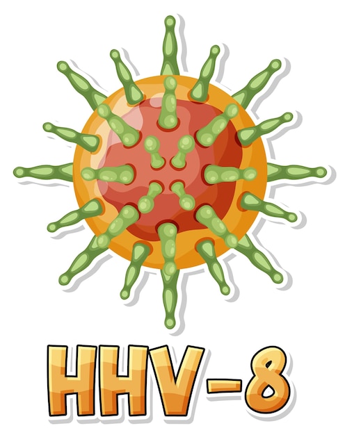 Vetor grátis herpesvírus humano 8 hhv 8 em fundo branco
